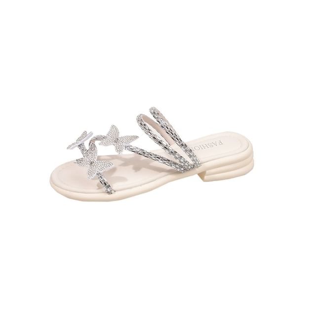 Strappy Rhinestone Sandals Slide Butterfly