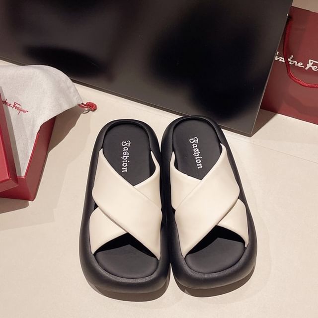 Slide Platform Criss Cross Sandals