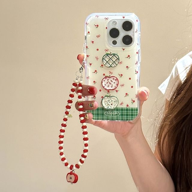 Set Apple Case / Beaded Floral Print Strap Phone