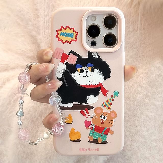 Print Cartoon / Phone Strap Set Case Bead