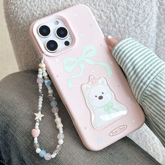 Dog Print Phone Case / Bead Phone Strap / Set