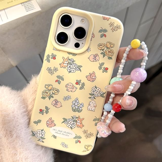 / Phone Case Print Bead Set Strap Rabbit