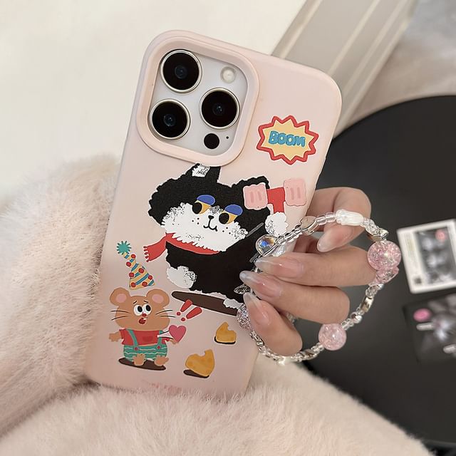 Print Cartoon / Phone Strap Set Case Bead