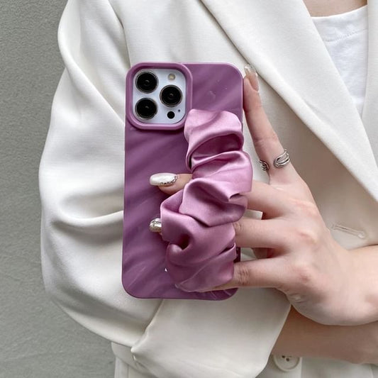 Shirred Fabric Plain Case Strap Phone