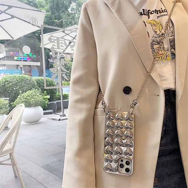 Case Metallic Set Heart Phone Strap / Lanyard