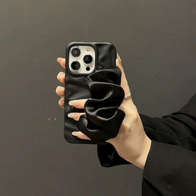 Shirred Fabric Plain Case Strap Phone