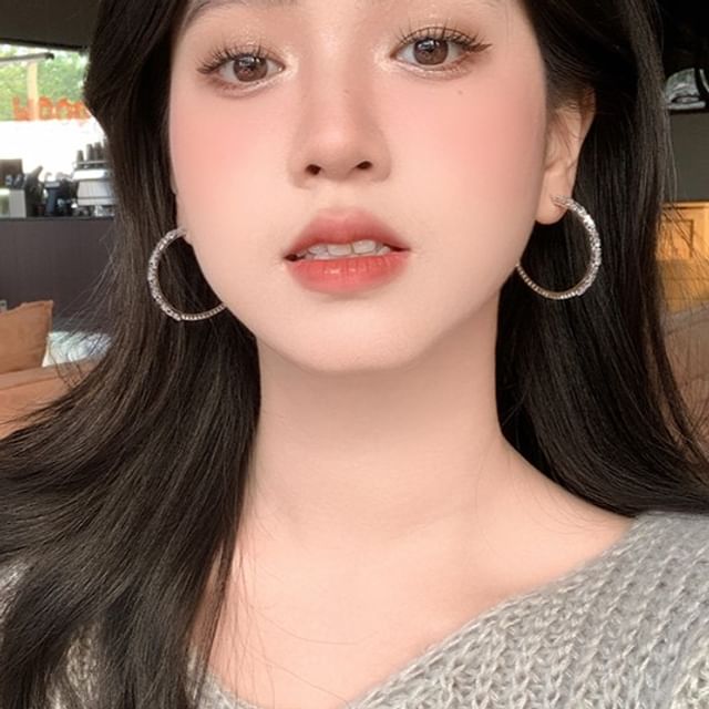 Sterling Silver 925 Earring Hoop Rhinestone