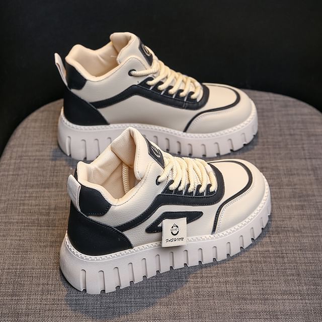 Panel Platform High Top Sneakers
