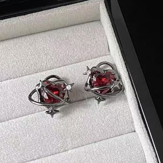 Cuff Heart Stud Crystal Alloy Faux Ear