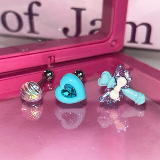 / Stud Set 3: Earring Wand of Alloy Rhinestone Heart Shell