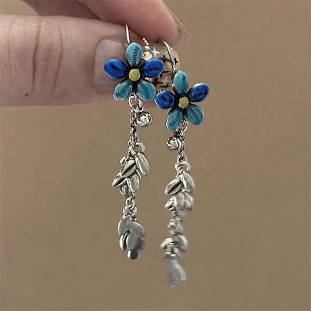 Dangle Earring Floral Alloy