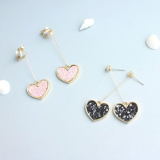 Drop Rhinestone Earring Heart