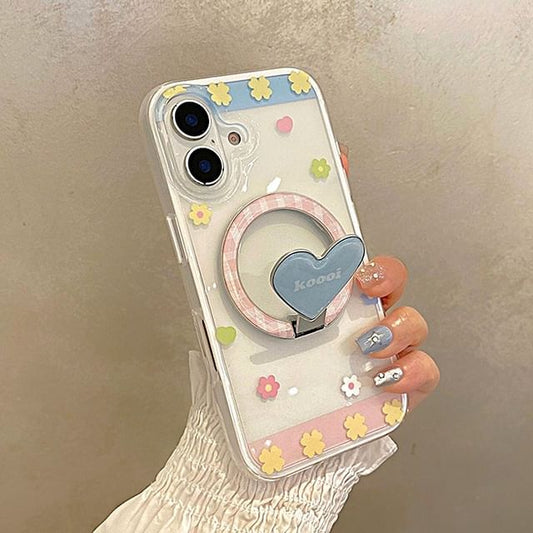 Stand Set / Magnetic with (Compatible MagSafe) Floral Phone Case