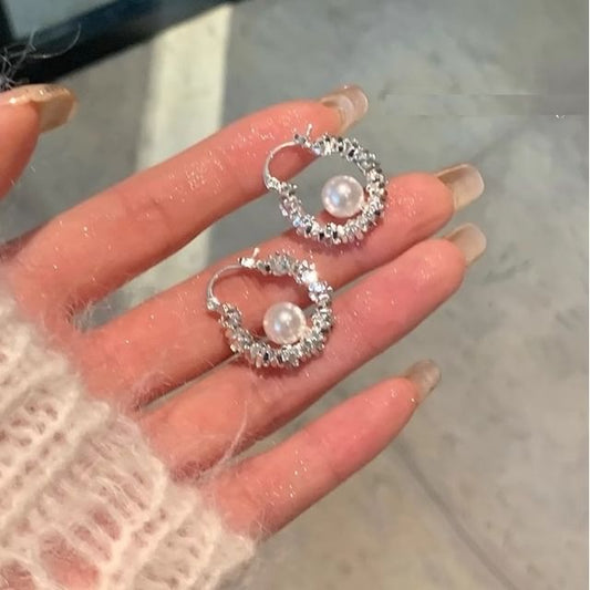 Faux Hoop Pearl Beaded Earring