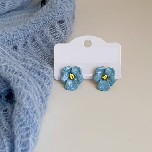 Flower Rhinestone Earring Stud Enamel