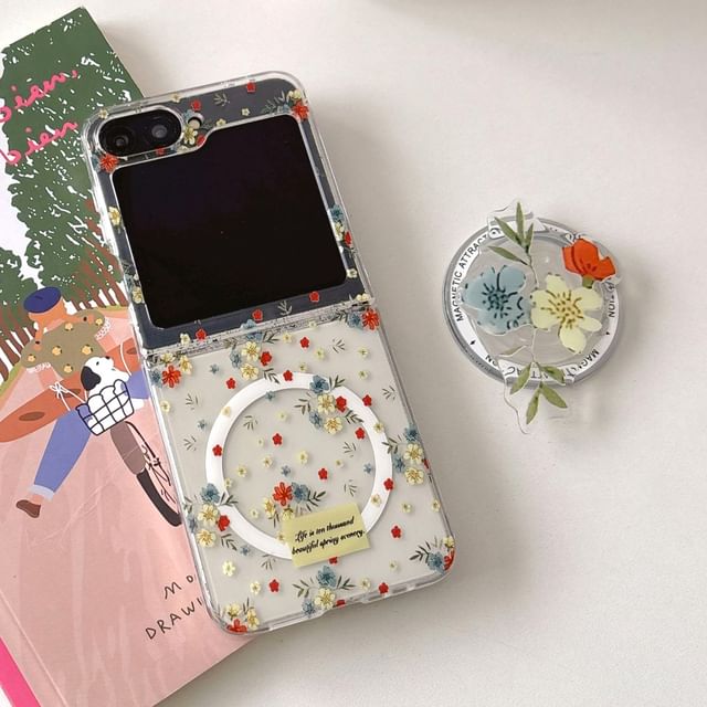 Case Phone / Magnetic Floral Print Suction Set