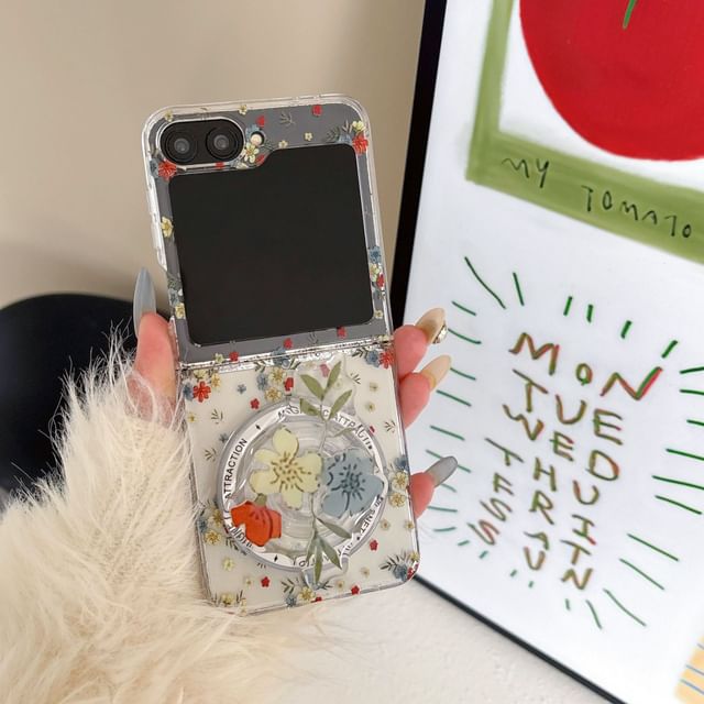 Case Phone / Magnetic Floral Print Suction Set