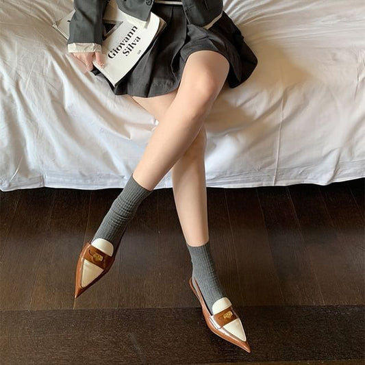 Pointed Kitten Penny Heel Slingback Loafers