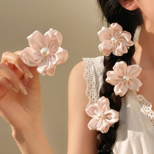 Faux Hair Flower Pearl Set Clip /