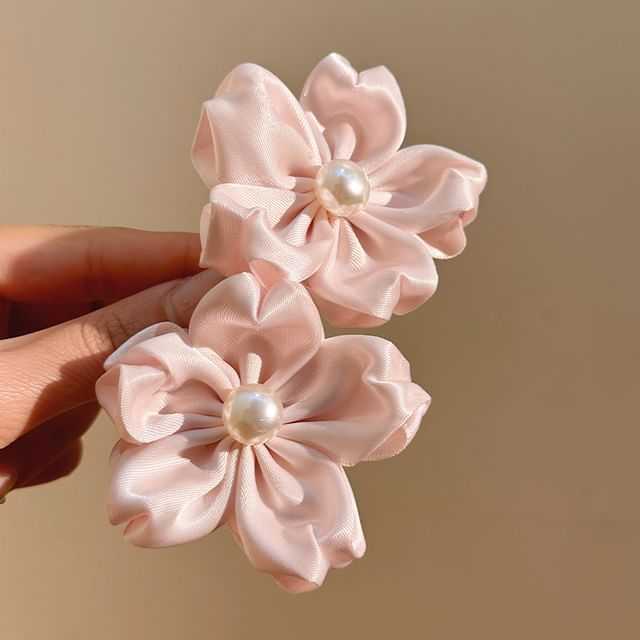 Faux Hair Flower Pearl Set Clip /