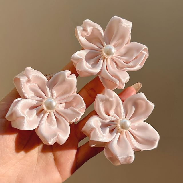 Faux Hair Flower Pearl Set Clip /