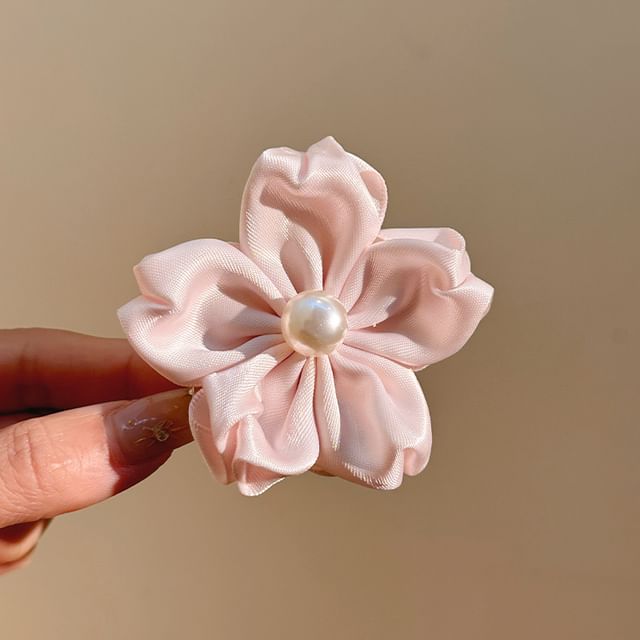 Faux Hair Flower Pearl Set Clip /