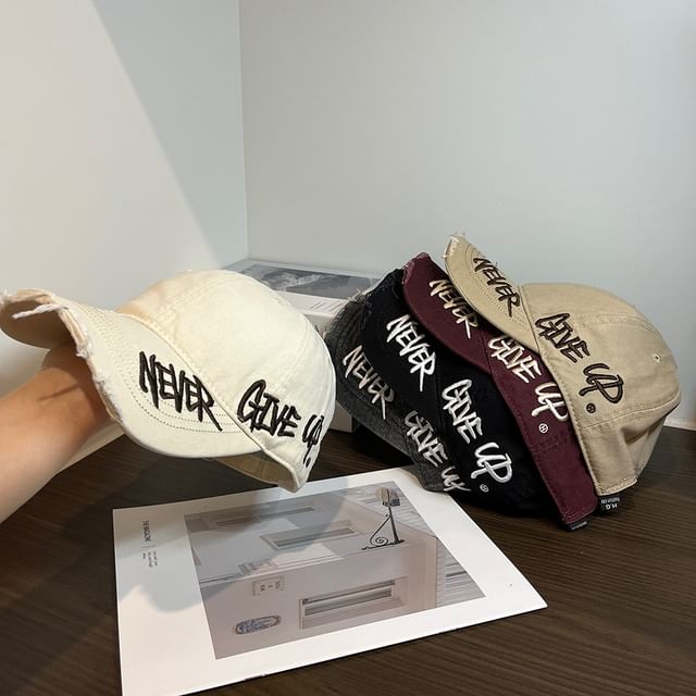Distressed Embroidered Lettering Cap Baseball
