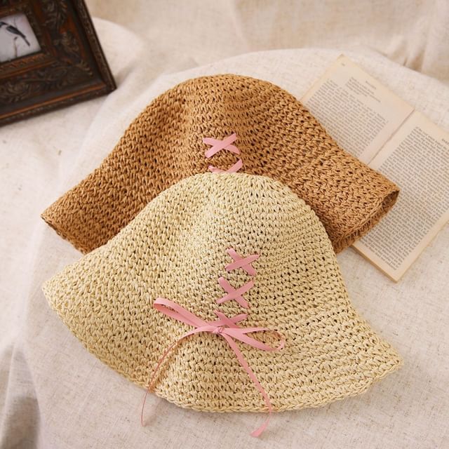 Straw Bow Bucket Hat