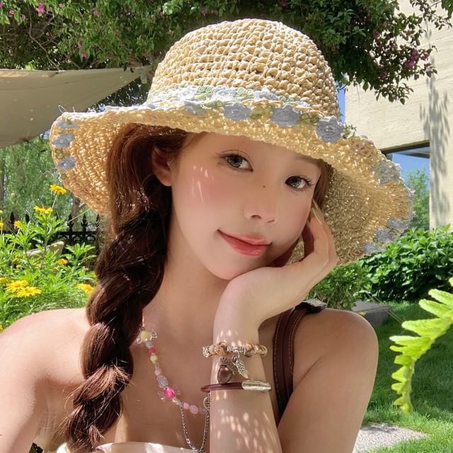 Straw Sun Floral Hat