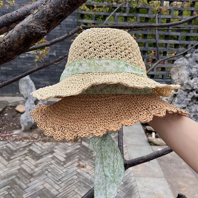 Floral Sun Hat Ribbon Straw