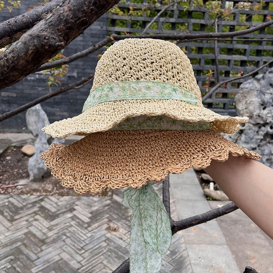 Floral Sun Hat Ribbon Straw