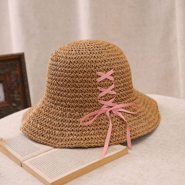 Straw Bow Bucket Hat