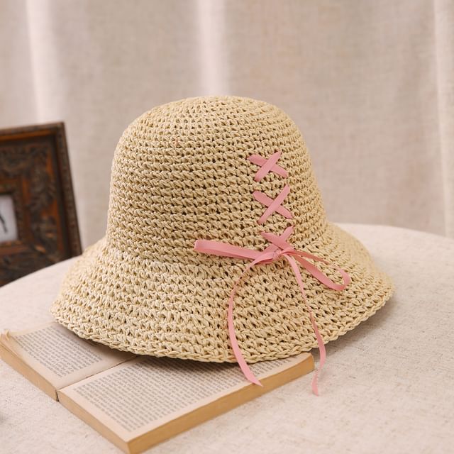Straw Bow Bucket Hat