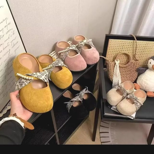 Floral Panel Mules Jane Print Pearl Faux Mary