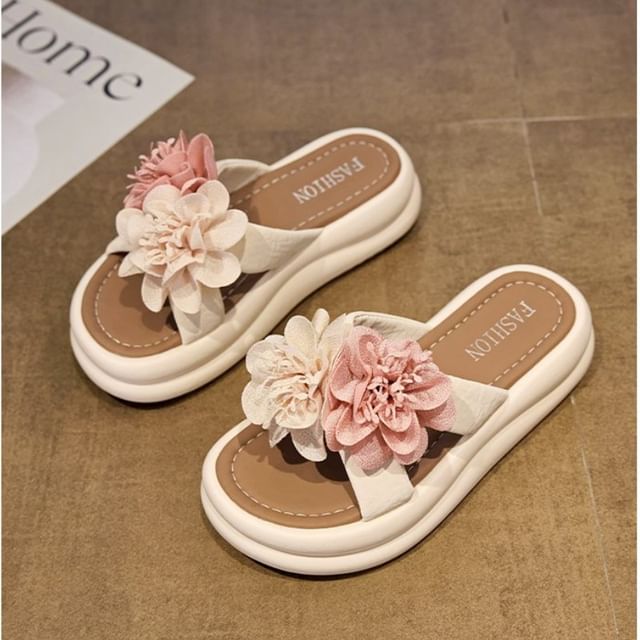 Slide Platform Sandals Floral