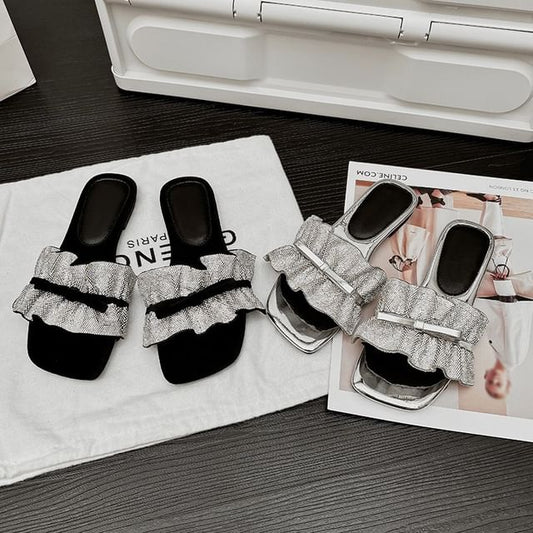 Sandals Bow Ruffle Slide