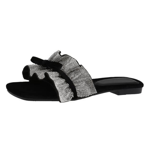 Sandals Bow Ruffle Slide