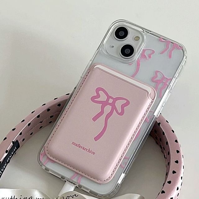 Magnetic with MagSafe) Case / Bow Holder (Compatible Phone Card