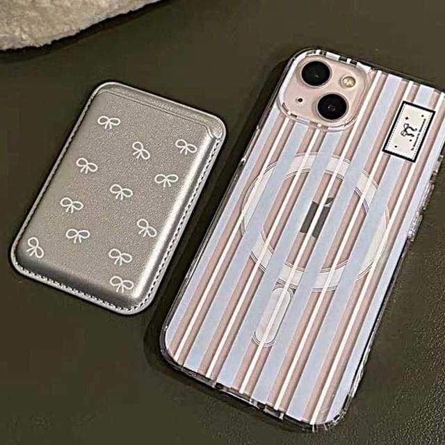 Set Card Bow iPhone Case Striped Compatible Print / Magsafe