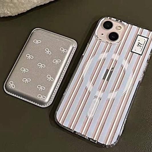 Set Card Bow iPhone Case Striped Compatible Print / Magsafe