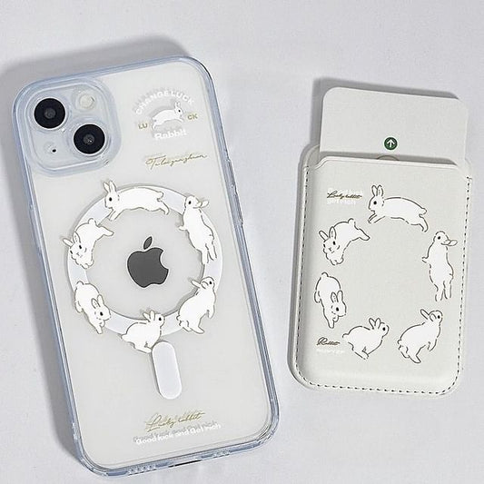 Magsafe iPhone Case Compatible Set Card Rabbit / Print