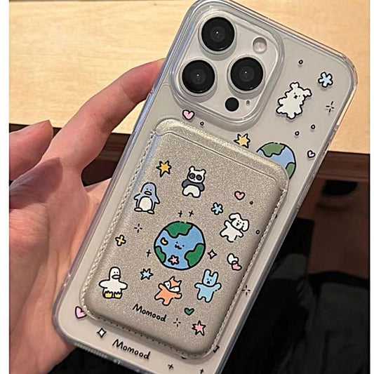 Case Set Magnetic / with Holder (Compatible Animal Phone MagSafe) Card Earth