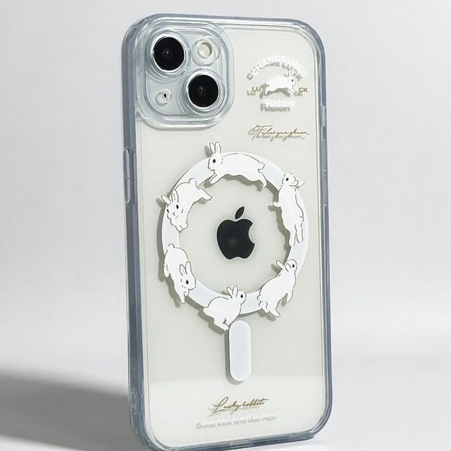 Magsafe iPhone Case Compatible Set Card Rabbit / Print
