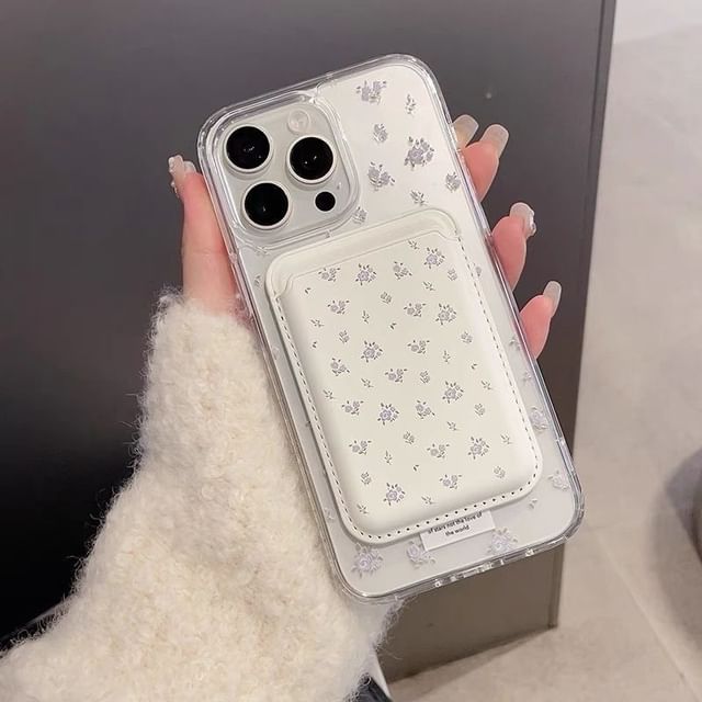 Floral / Phone (Compatible Set with Card Case Holder Magnetic MagSafe)