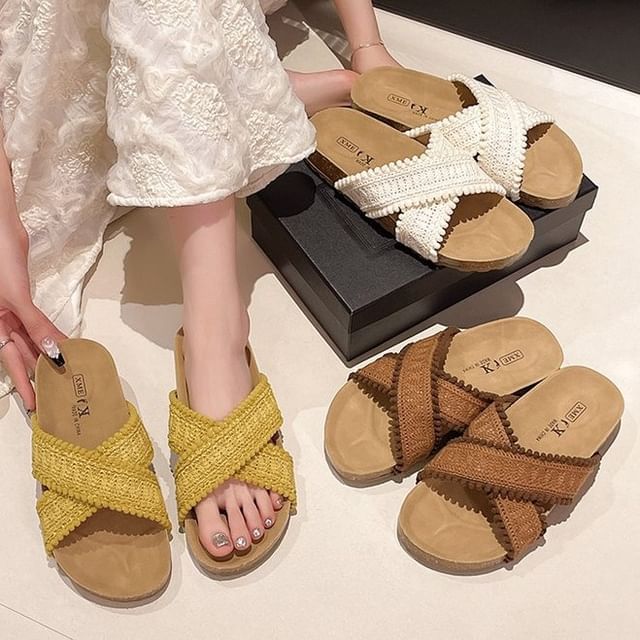 Cross Strap Sandals Knit