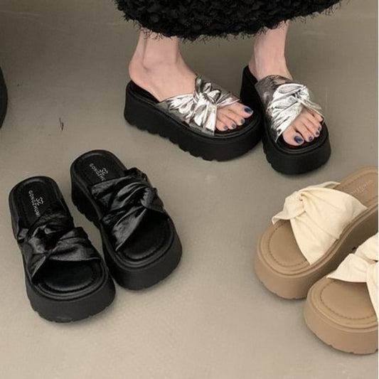 Slide Twisted Platform Sandals