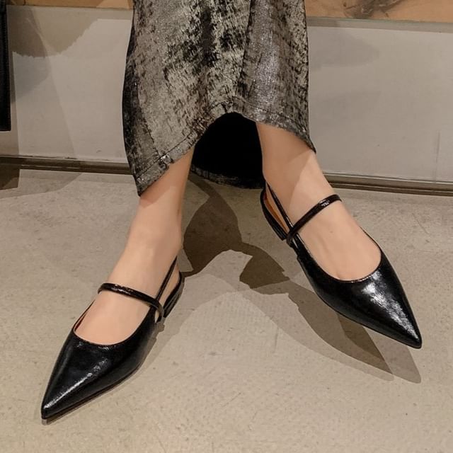 Low Toe Slingback Heel Mules Pointed