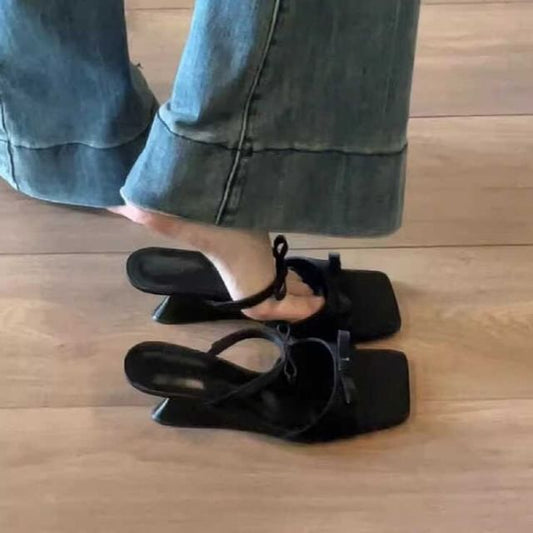 Heel Wedge Sandals Bow Slide
