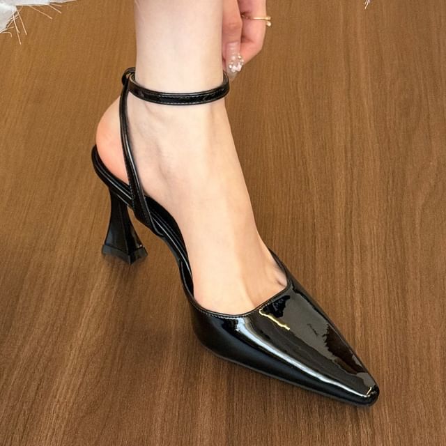 Heel Sandals Pointed Toe Strap Ankle High