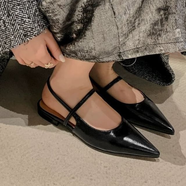 Low Toe Slingback Heel Mules Pointed